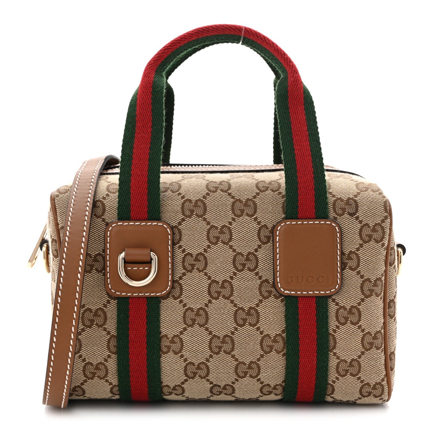 Gucci GG Supreme Web Mini GG Top Handle Bag Beige Ebony Dark Brown 1 of 10