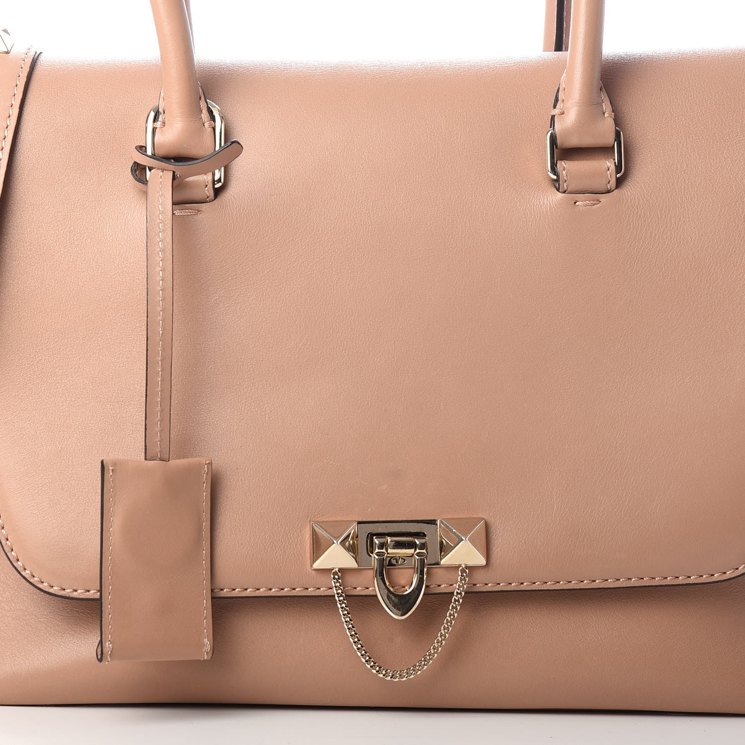 Valentino Garavani Calfskin Rockstud Demilune Double Handle Satchel Skin Sorbet 10 of 12