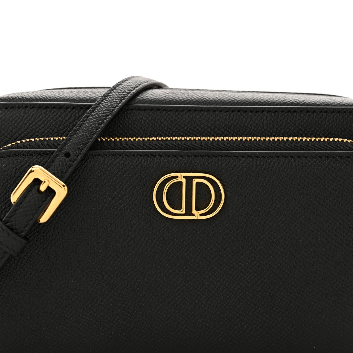 Grained Calfskin Caro Double Pouch Black