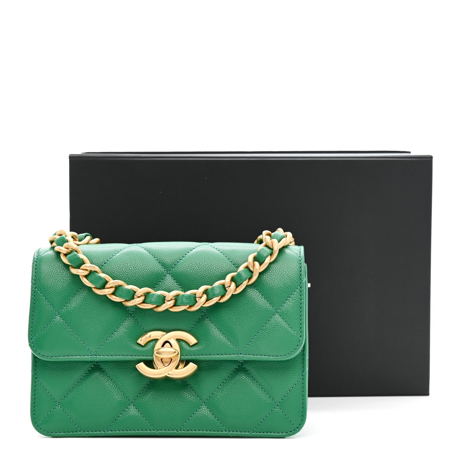 Chanel Caviar Quilted Mini CC Flap Green 11 of 11