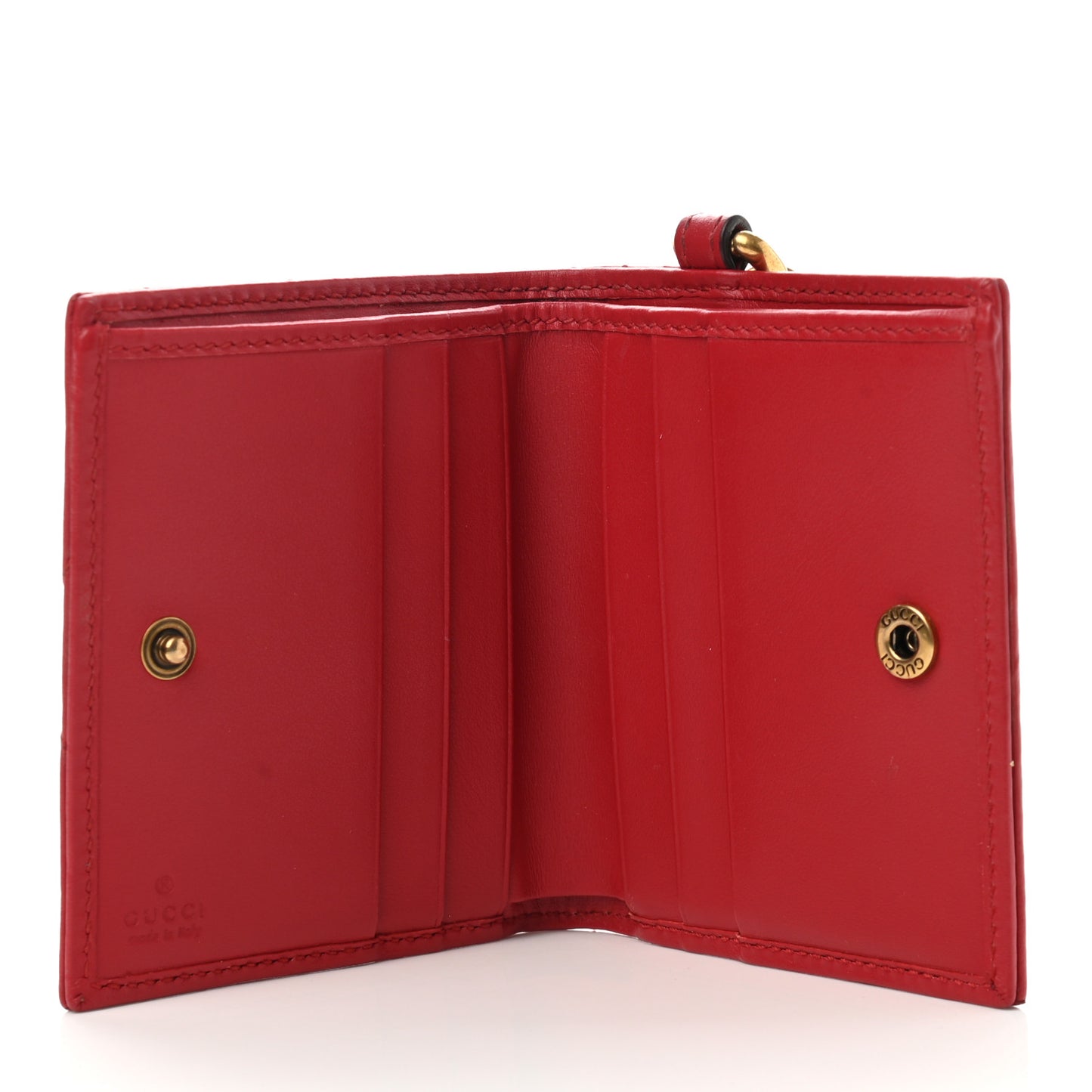 Calfskin Matelasse GG Marmont Key Case Card Holder Hibiscus Red