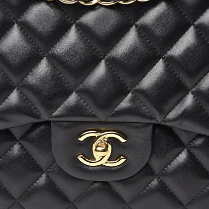 Chanel Lambskin Quilted Jumbo Double Flap Black 8 of 15