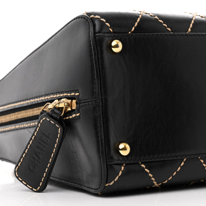 Chanel Calfskin Wild Stitch Vertical Top Handle Bag Black 10 of 15