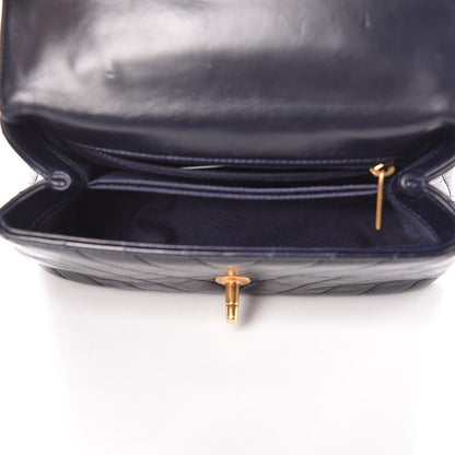 Chanel Calfskin Chevron Quilted Mini Coco Handle Flap Blue 5 of 10