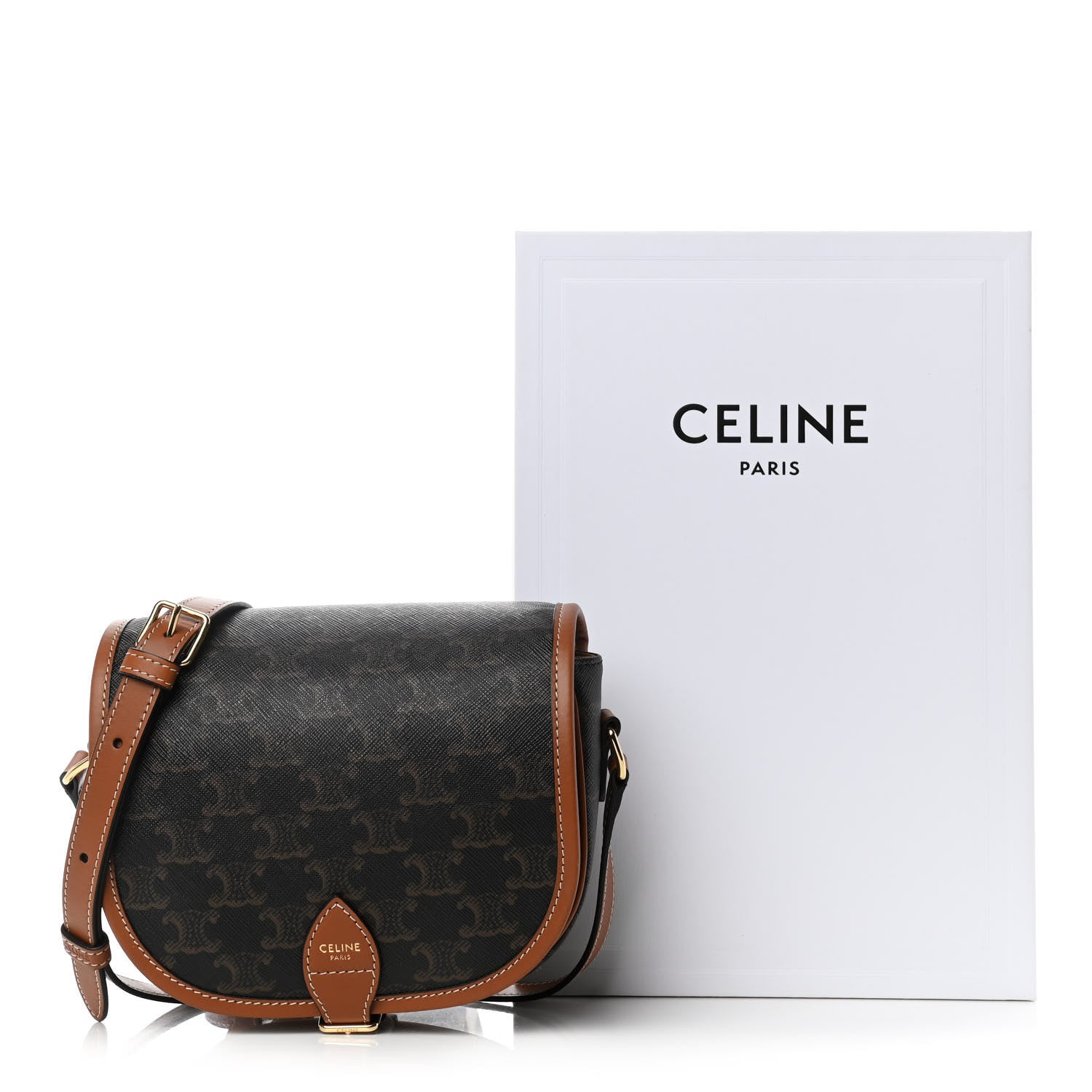 Celine Triomphe Canvas Medium Folco Bag Tan 13 of 13