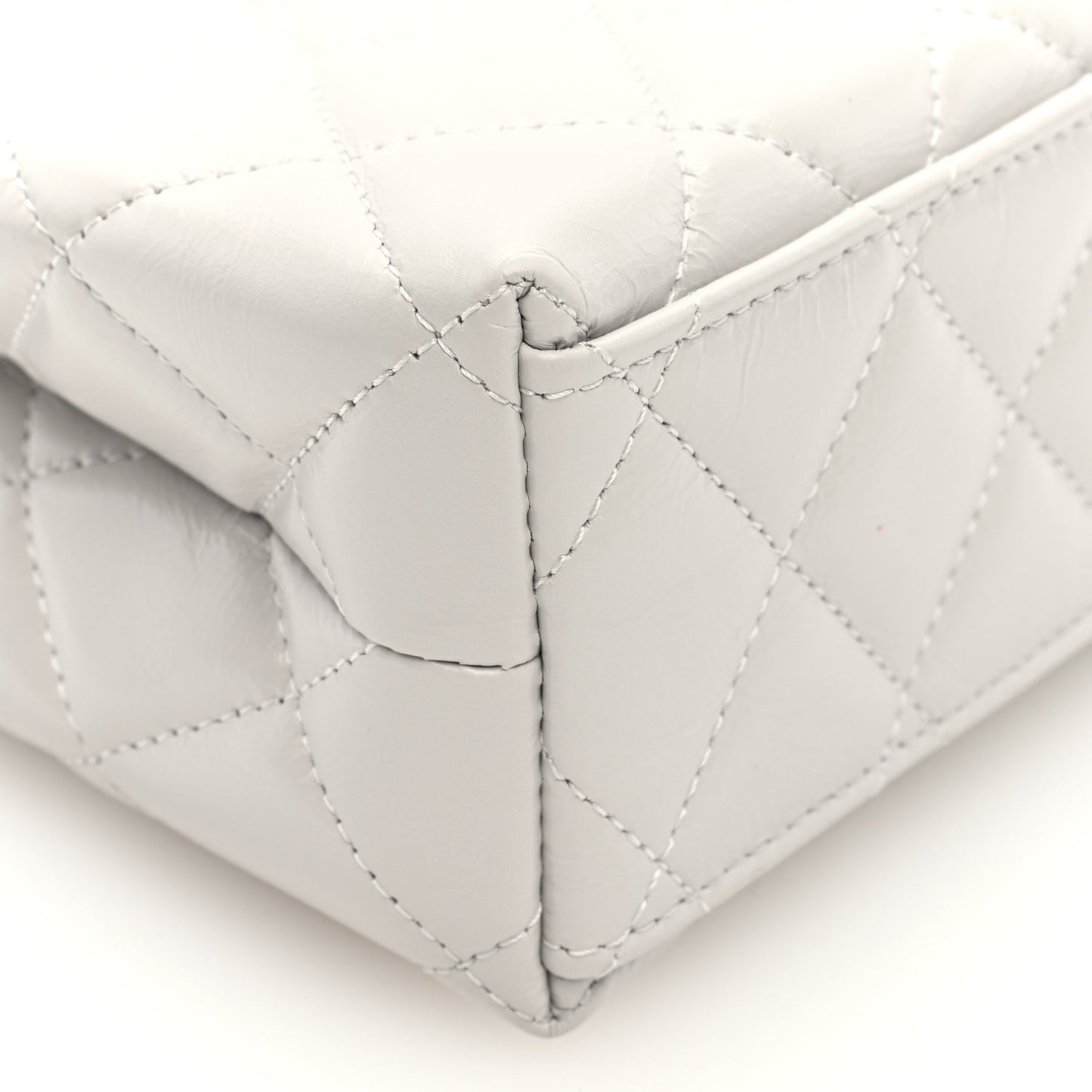 Shiny Aged Calfskin Quilted Nano Kelly Shopper Light Grey