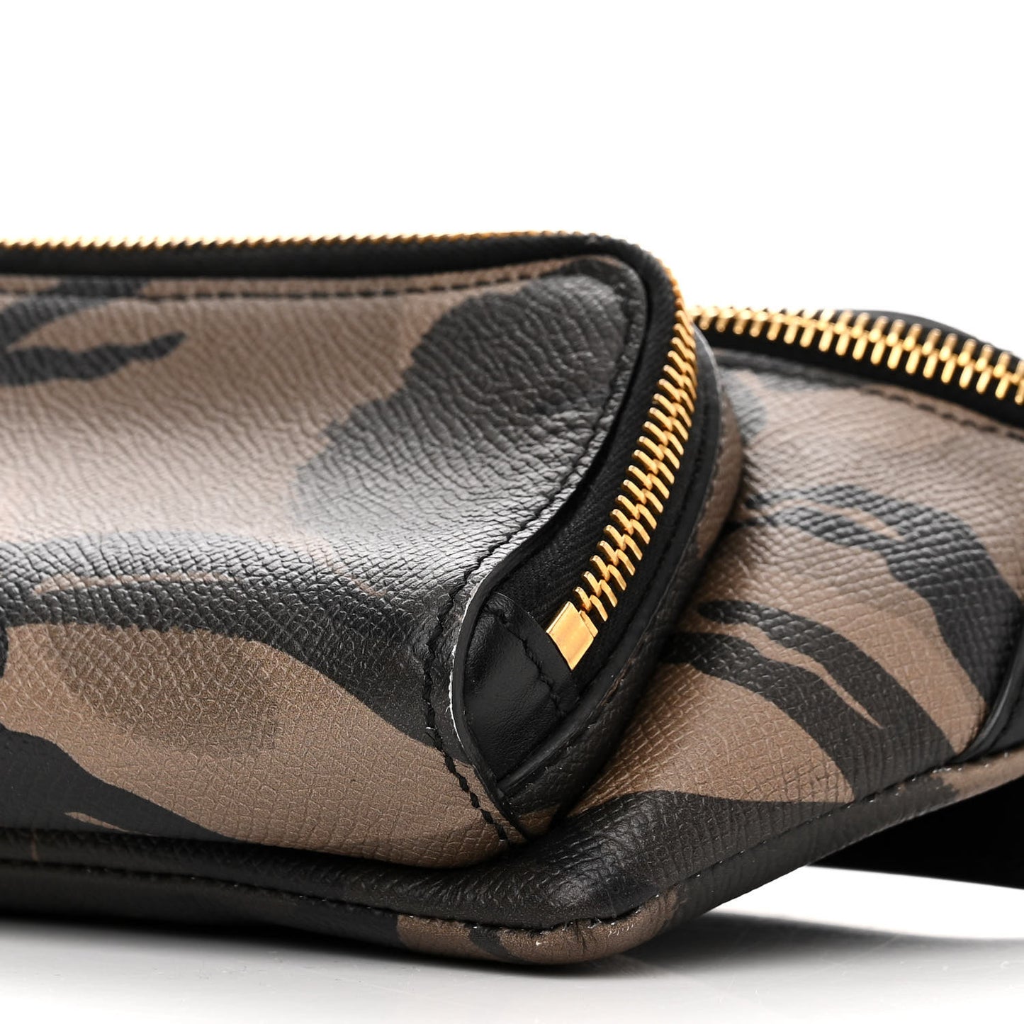 Grained Calfskin Camo Print Belt Bag Green