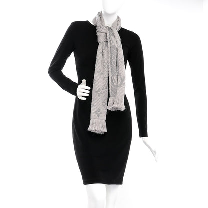 Louis Vuitton Wool Silk Logomania Scarf Pearl Grey 2 of 4