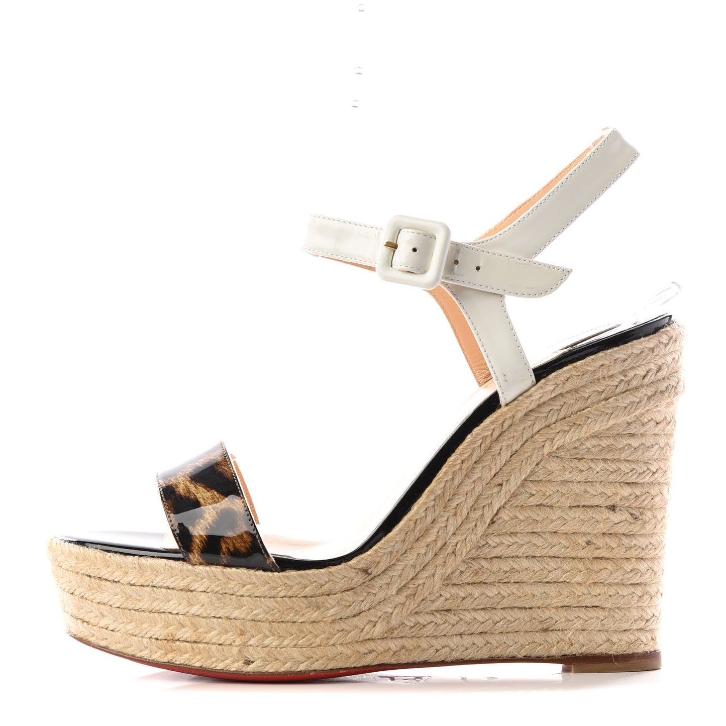 Patent Leopard Print Spachica 120 Wedge Sandals 40 Version Brown