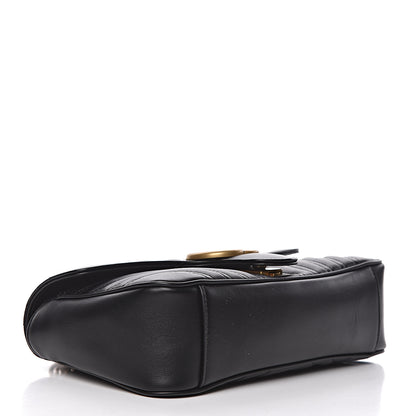 Gucci Calfskin Matelasse Small GG Marmont Shoulder Bag Black 4 of 11