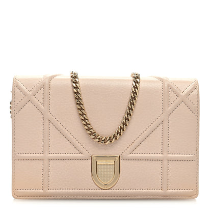 Christian Dior Grained Calfskin Diorama Wallet on Chain Pouch Rose Poudre 1 of 9