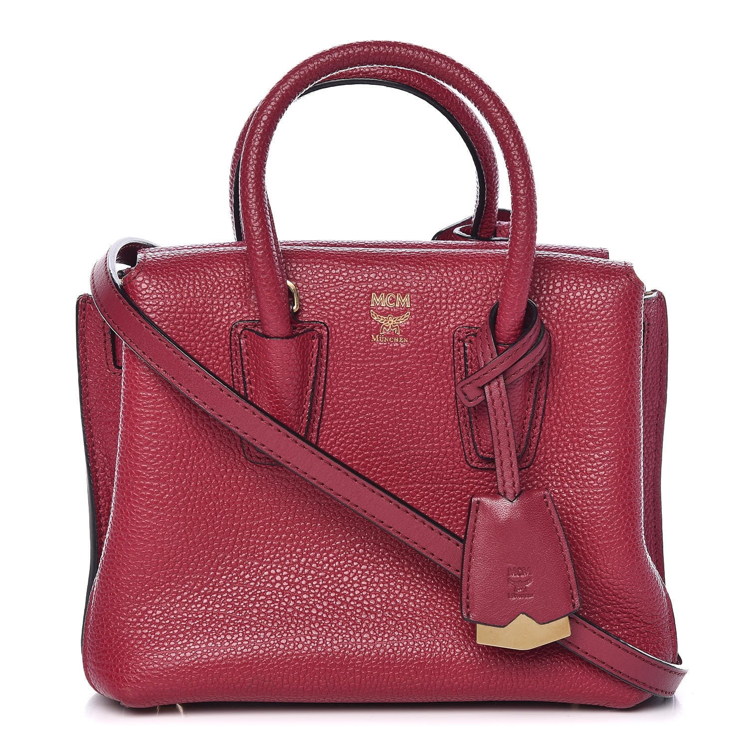 MCM Grained Calfskin Mini Milla Tote Burgundy 1 of 11