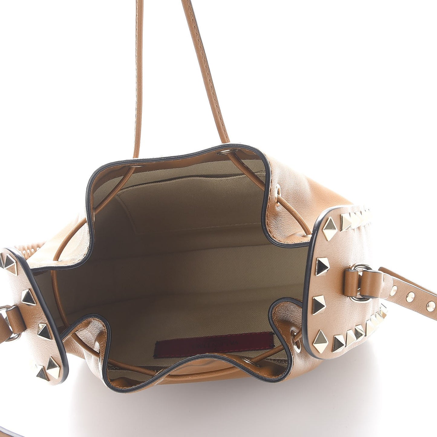 Vitello Rockstud Bucket Bag Bright Cognac