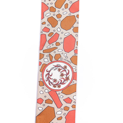 Hermes Silk La Danse Des Amazones Twilly Beige Corail Brun 4 of 4
