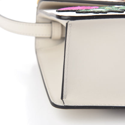 Gucci Calfskin Embroidered Mini Sylvie Top Handle Bag White 9 of 10