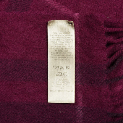 Burberry Cashmere Giant Check Fringe Scarf Fuchsia 4 of 4