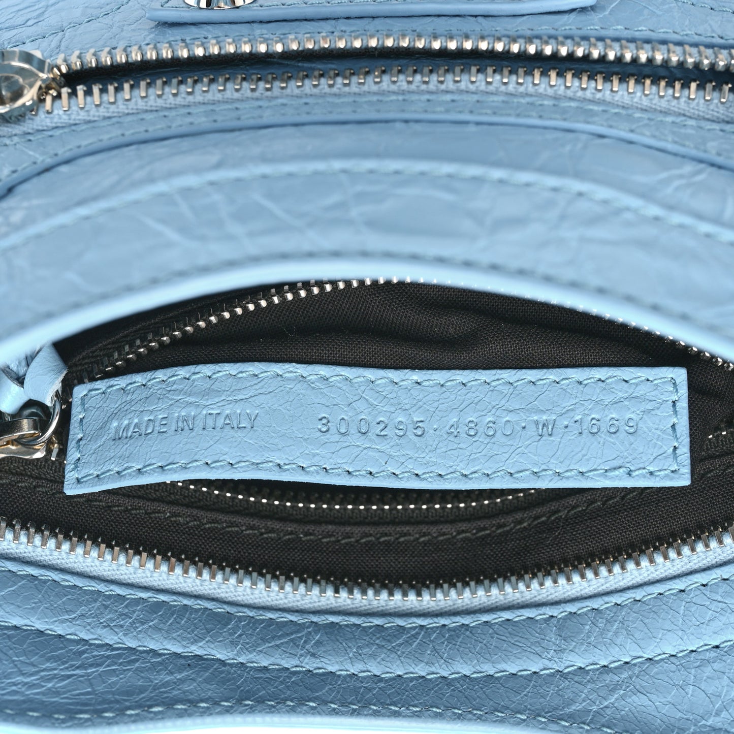 Agneau Classic Silver Hardware Mini City Logo Strap Baby Blue Black