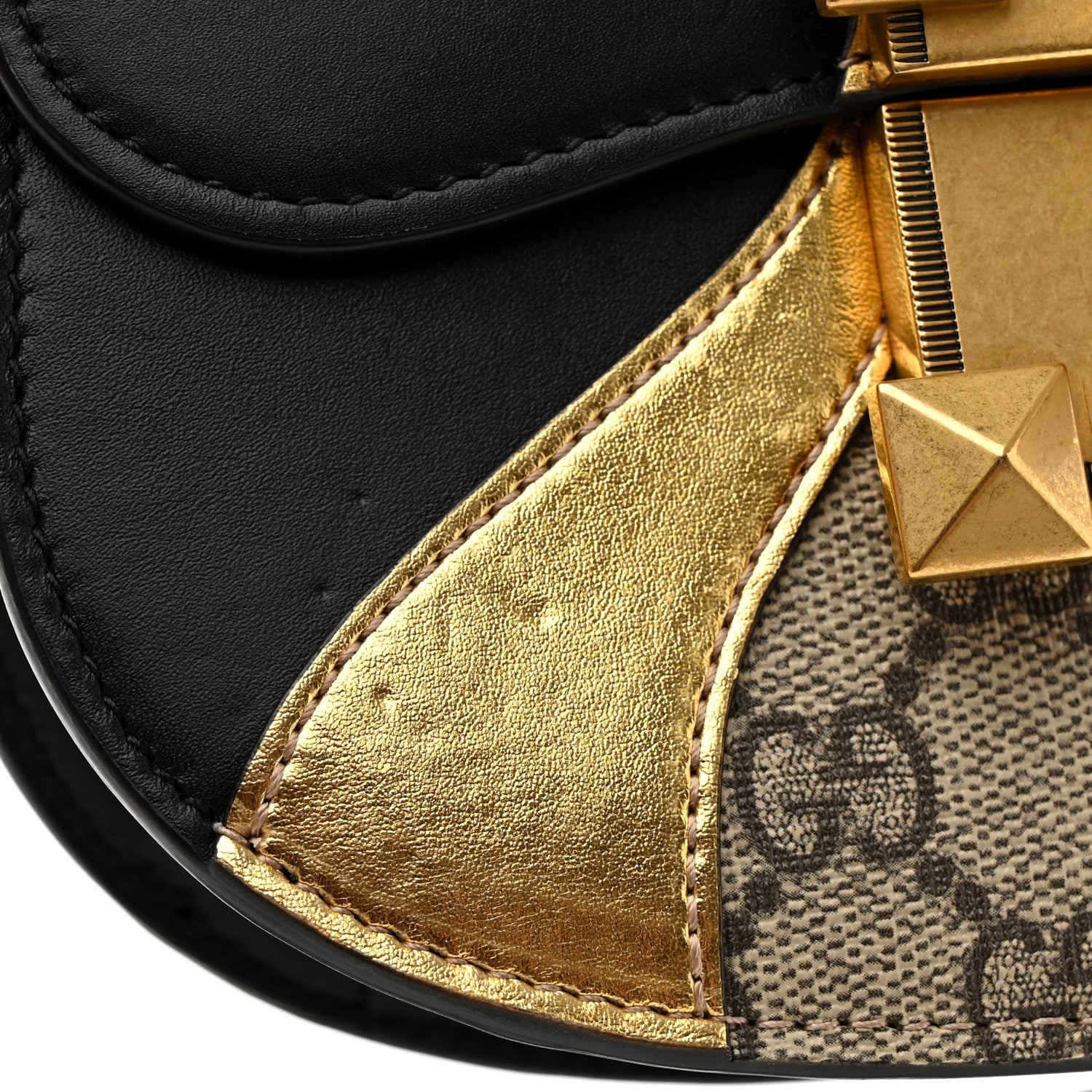 Gucci GG Supreme Monogram Small Osiride Shoulder Bag Black Gold 12 of 13