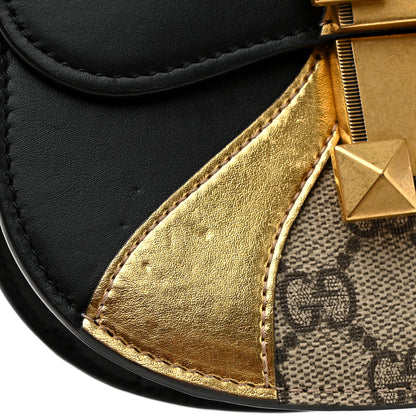 Gucci GG Supreme Monogram Small Osiride Shoulder Bag Black Gold 12 of 13