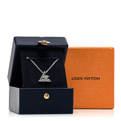 Louis Vuitton 18K White Gold Diamond Large LV Volt One Pendant Necklace 5 of 5