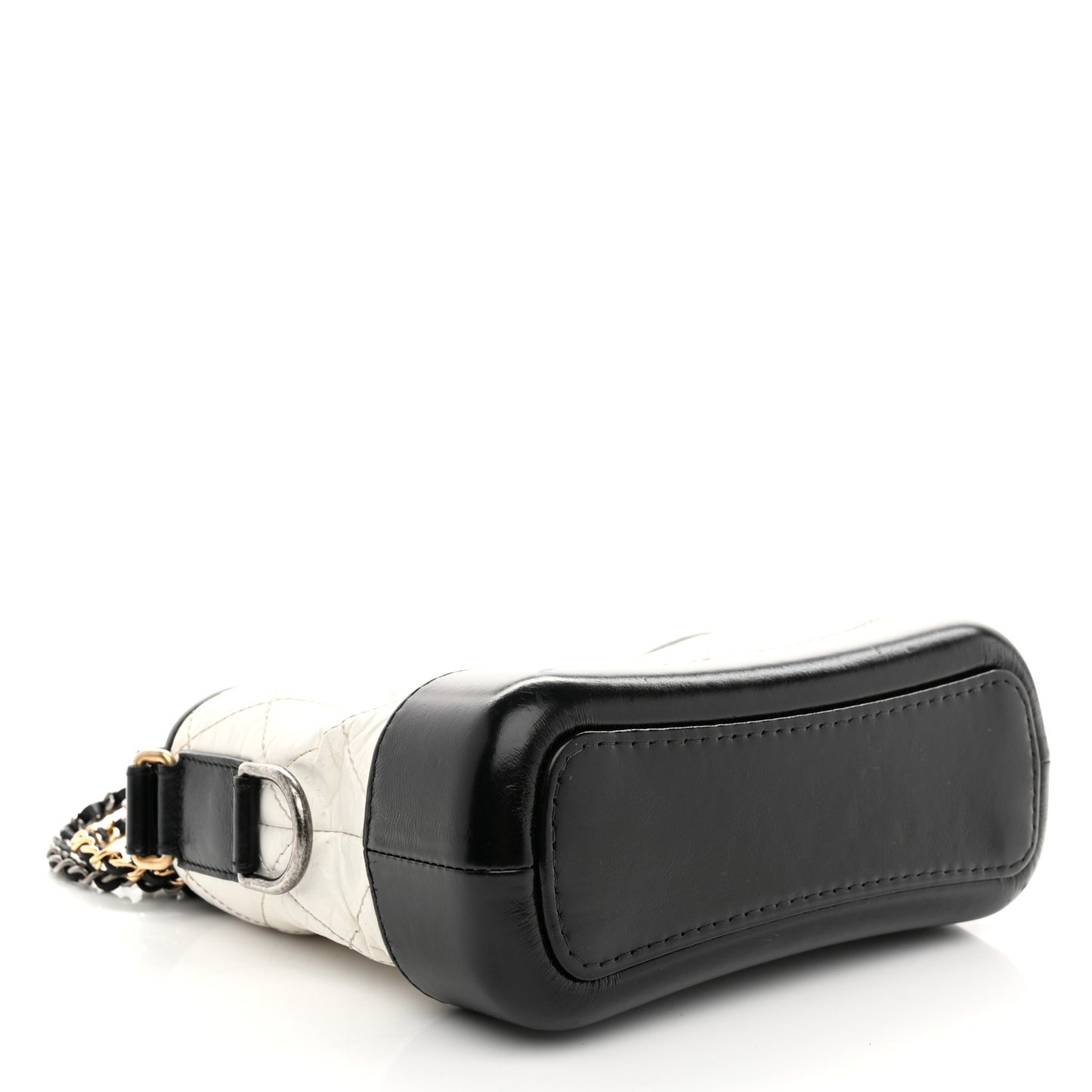 Aged Calfskin Quilted Small Gabrielle Hobo Black White