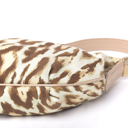 Christian Dior Canvas Leopard Print Buckle Hobo Beige 9 of 10