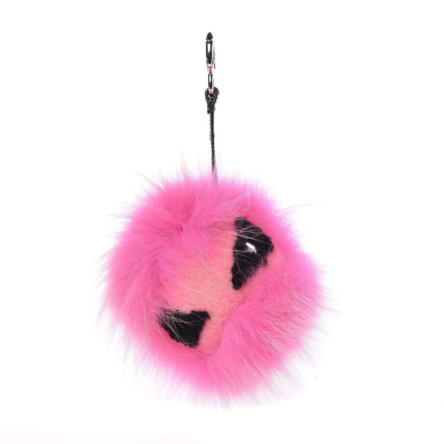Fox Fur Shearling Crystal Tria Monster Bag Bug Charm Bubblegum