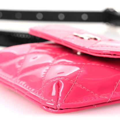 Chanel Patent Quilted Belt In Love Double Mini Flap Waist Bag Black Pink 14 of 16