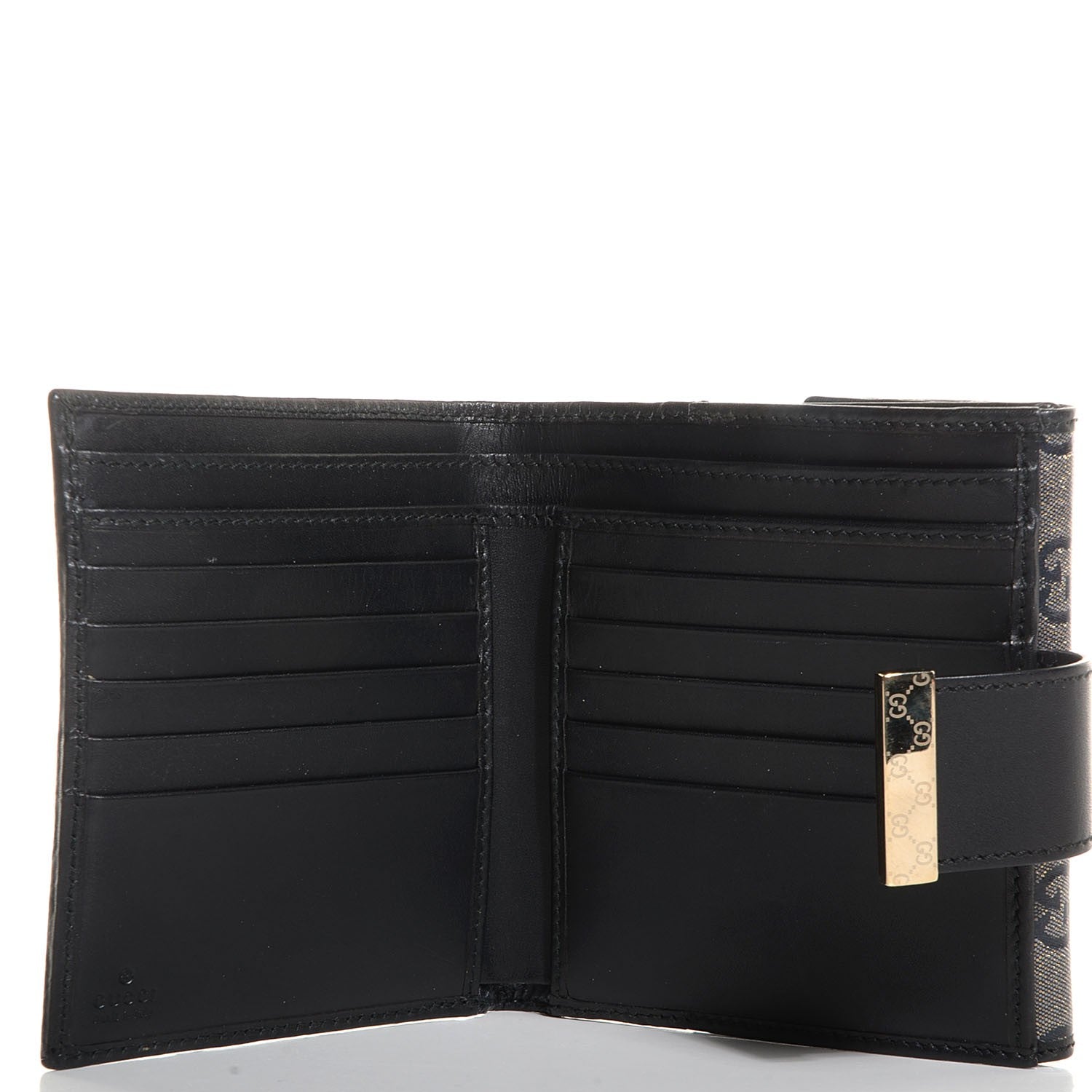 Gucci Crystal Monogram Icon Bar French Flap Wallet Navy 5 of 8