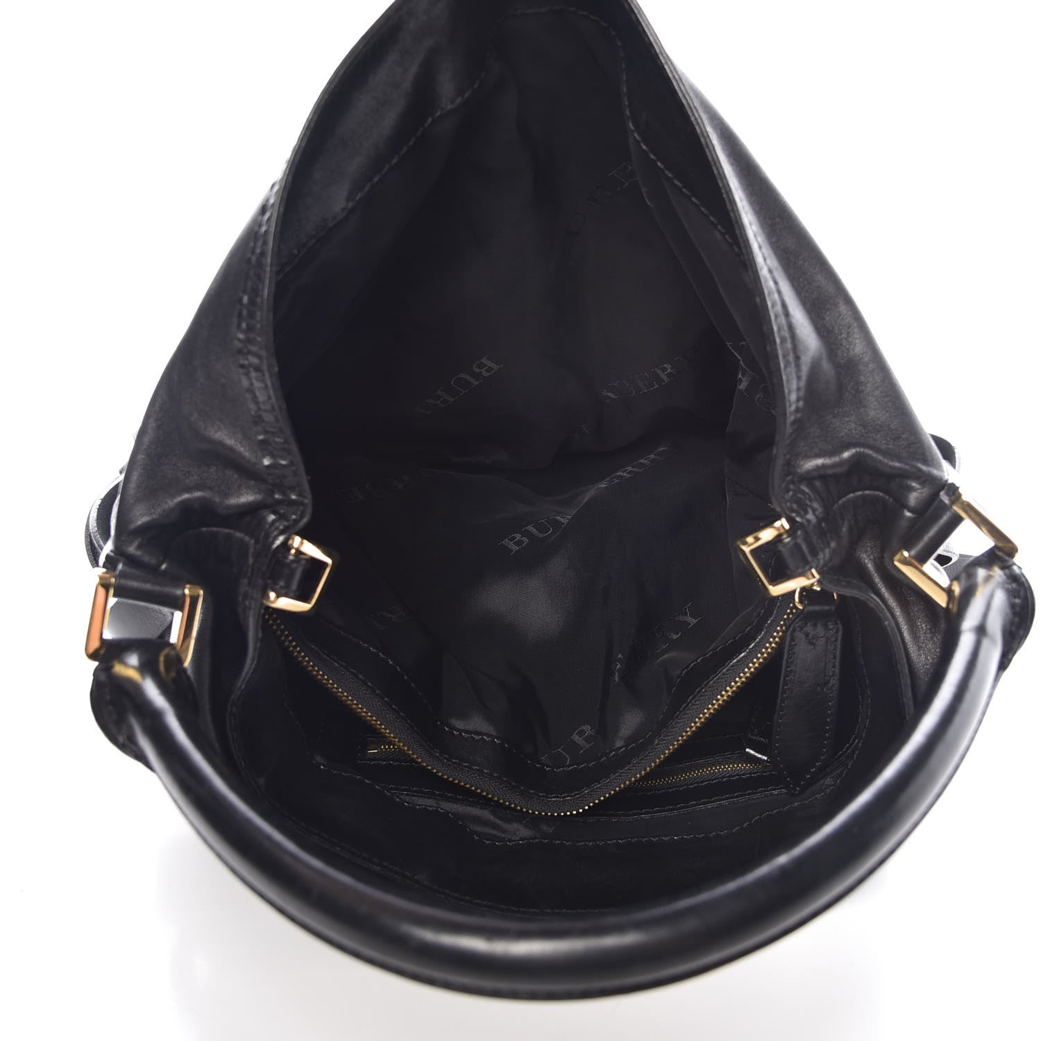 Burberry Soft Lambskin Bridle Calfskin Medium Gosford Hobo Black 9 of 16