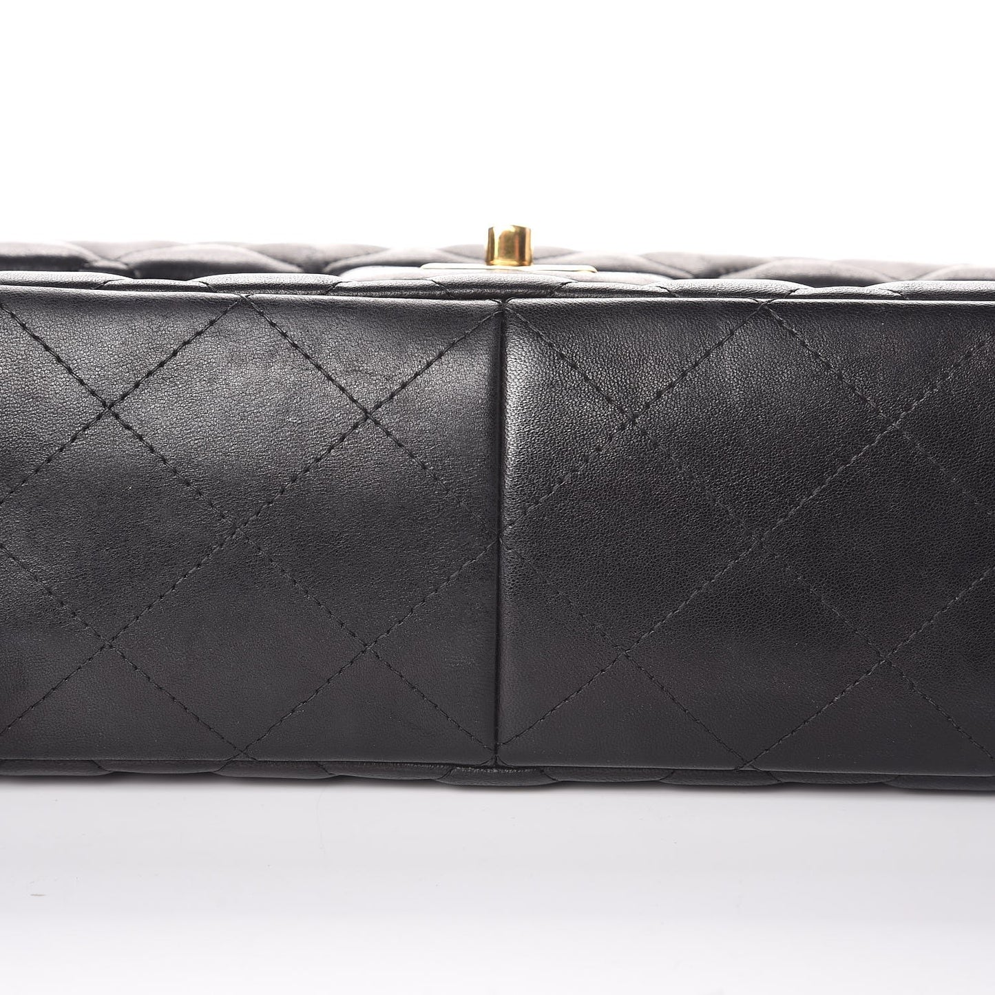 Lambskin Quilted Jumbo Double Flap Black
