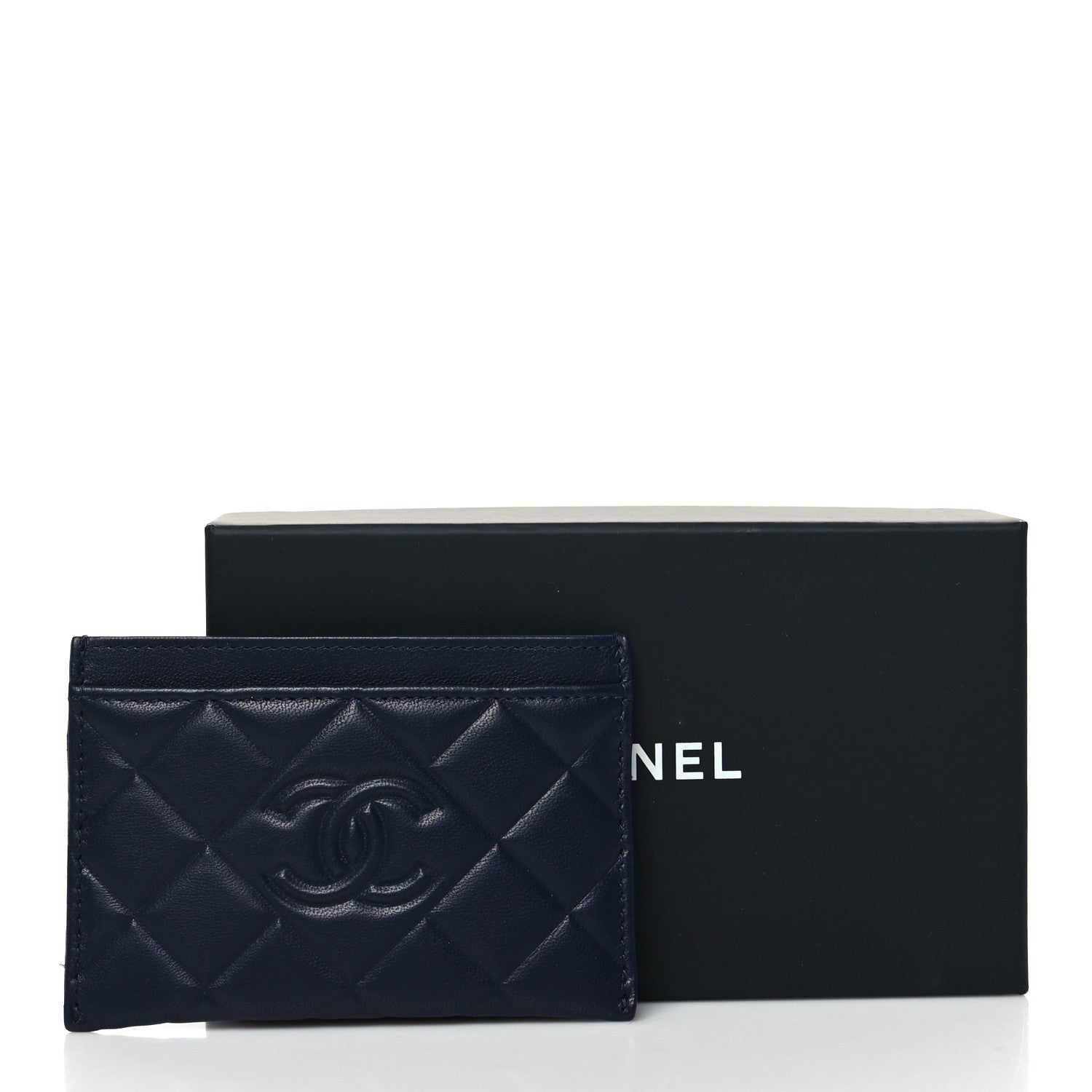 Chanel Lambskin Diamond Quilted CC Card Holder Navy 10 of 10