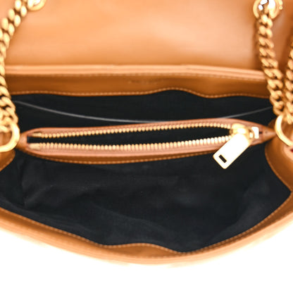 Saint Laurent Calfskin Y Quilted Monogram Small Loulou Chain Satchel Dark Natural 3 of 10