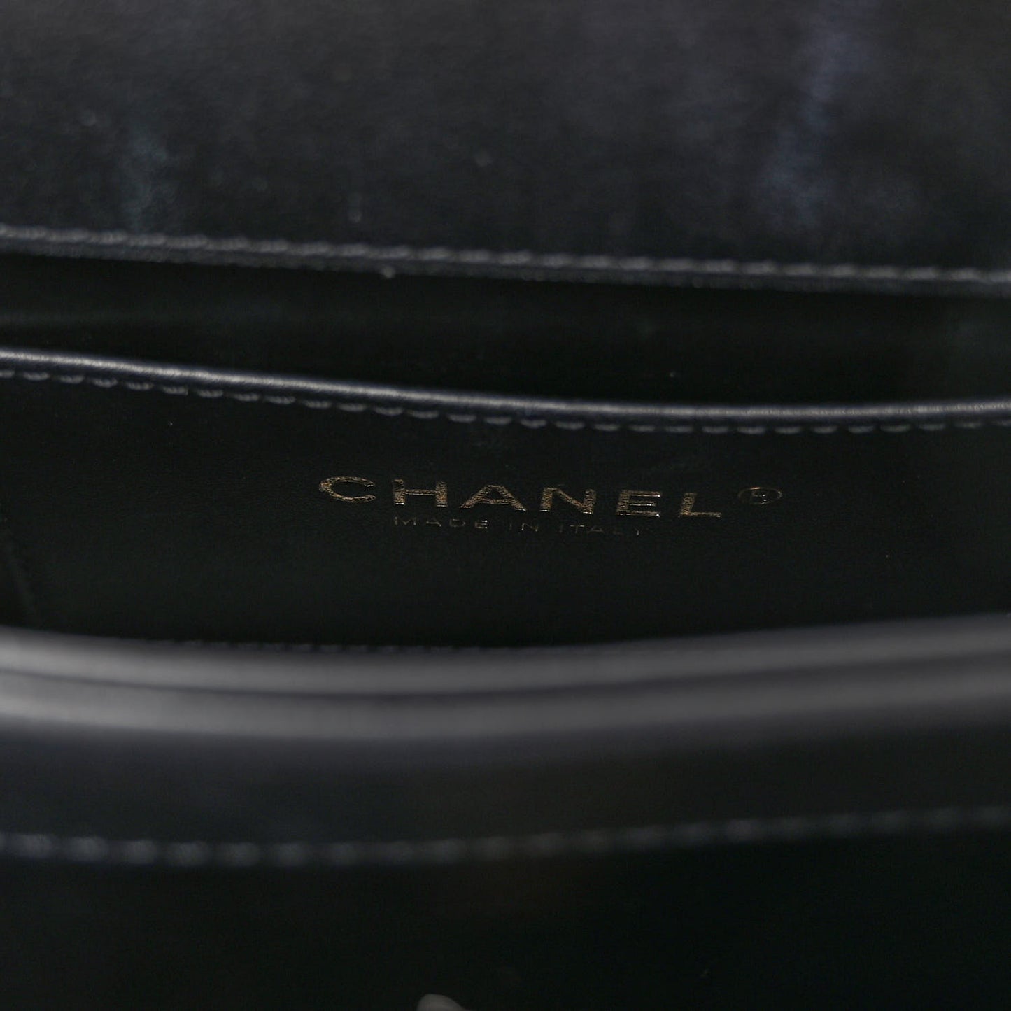 Lambskin Quilted Chain Logo Top Handle Flap Black