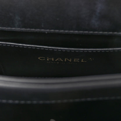 Chanel Lambskin Quilted Chain Logo Top Handle Flap Black 6 of 11