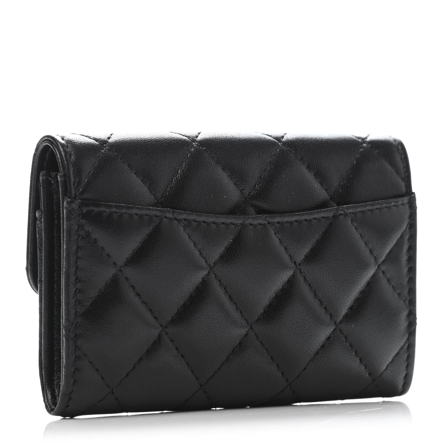 Chanel Lambskin Quilted Flap Card Holder Wallet So Black 2 of 4