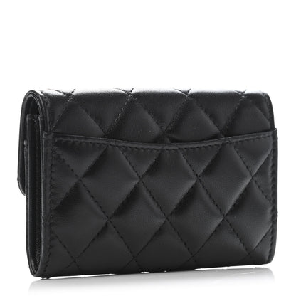 Chanel Lambskin Quilted Flap Card Holder Wallet So Black 2 of 4