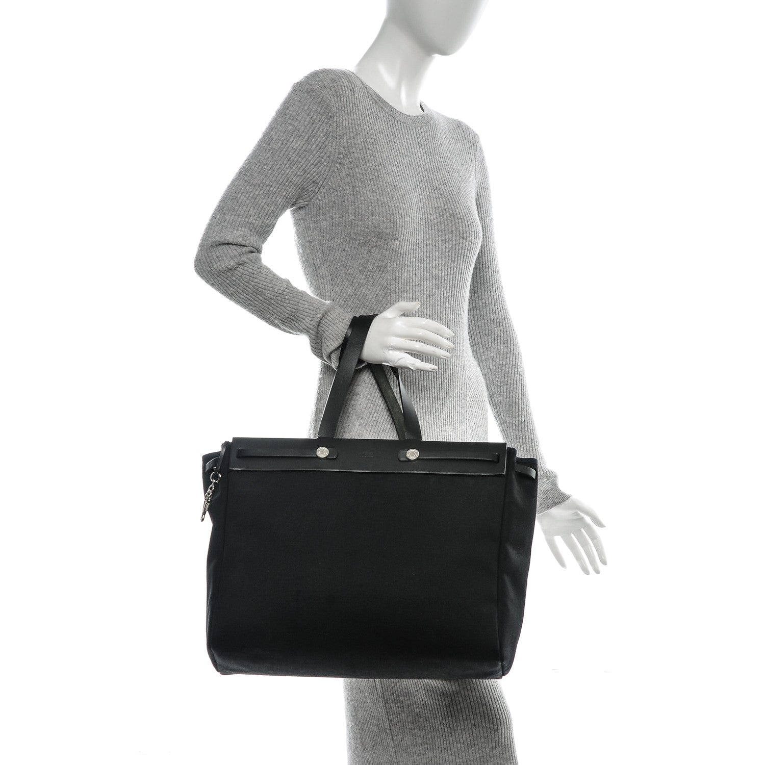 Hermes Toile Vache Hunter Herbag Cabas MM Black 2 of 8