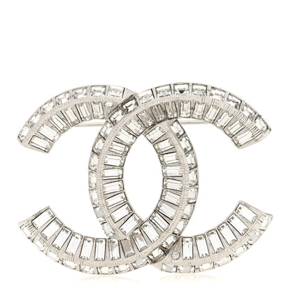 Chanel Baguette Crystal CC Brooch Silver 1 of 4