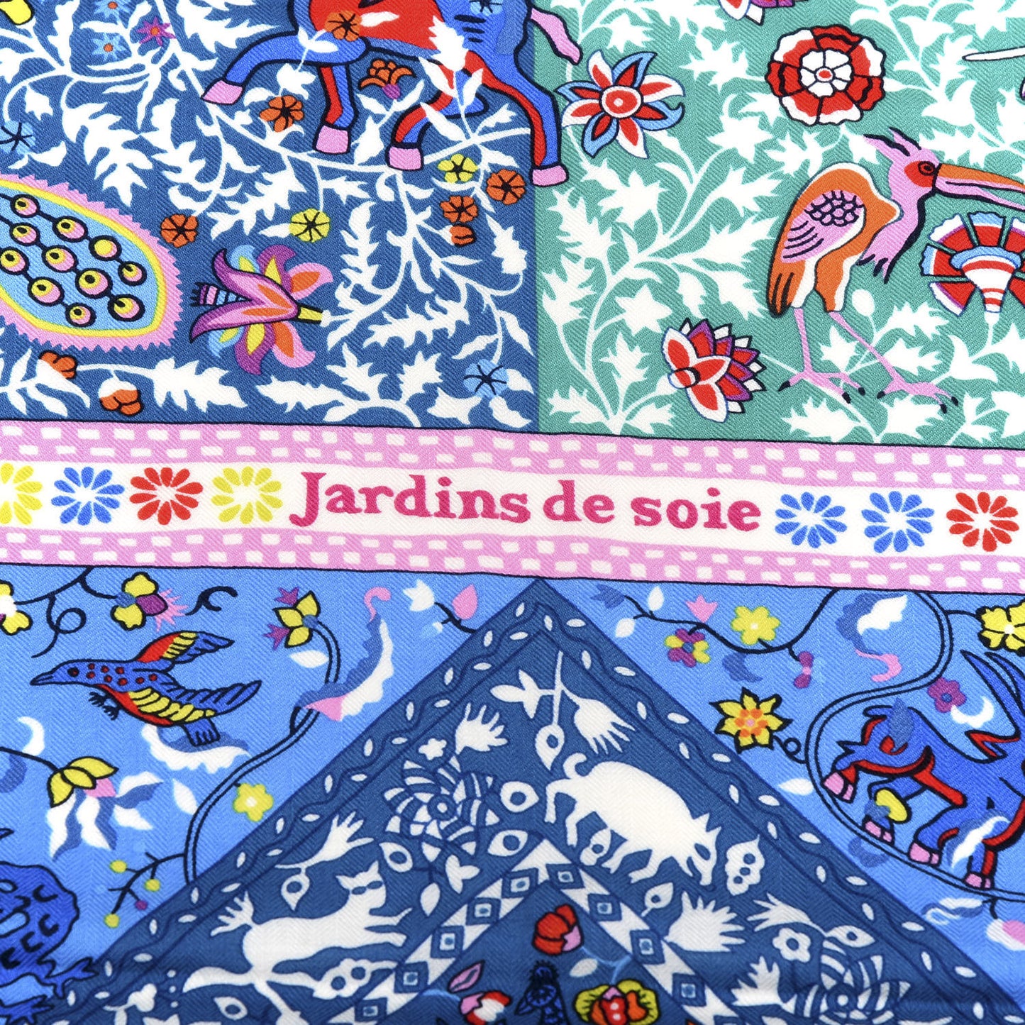 Cashmere Silk Jardins De Soie Shawl 140 Blue Vert Rose