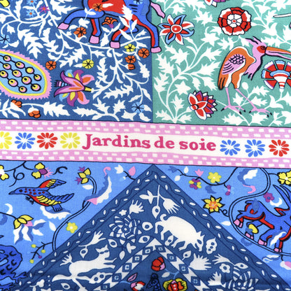 Hermes Cashmere Silk Jardins De Soie Shawl 140 Blue Vert Rose 3 of 5