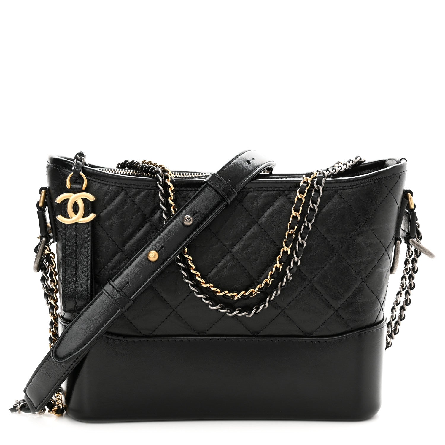 Chanel Aged Calfskin Quilted New Medium Gabrielle Hobo Black 1 of 11
