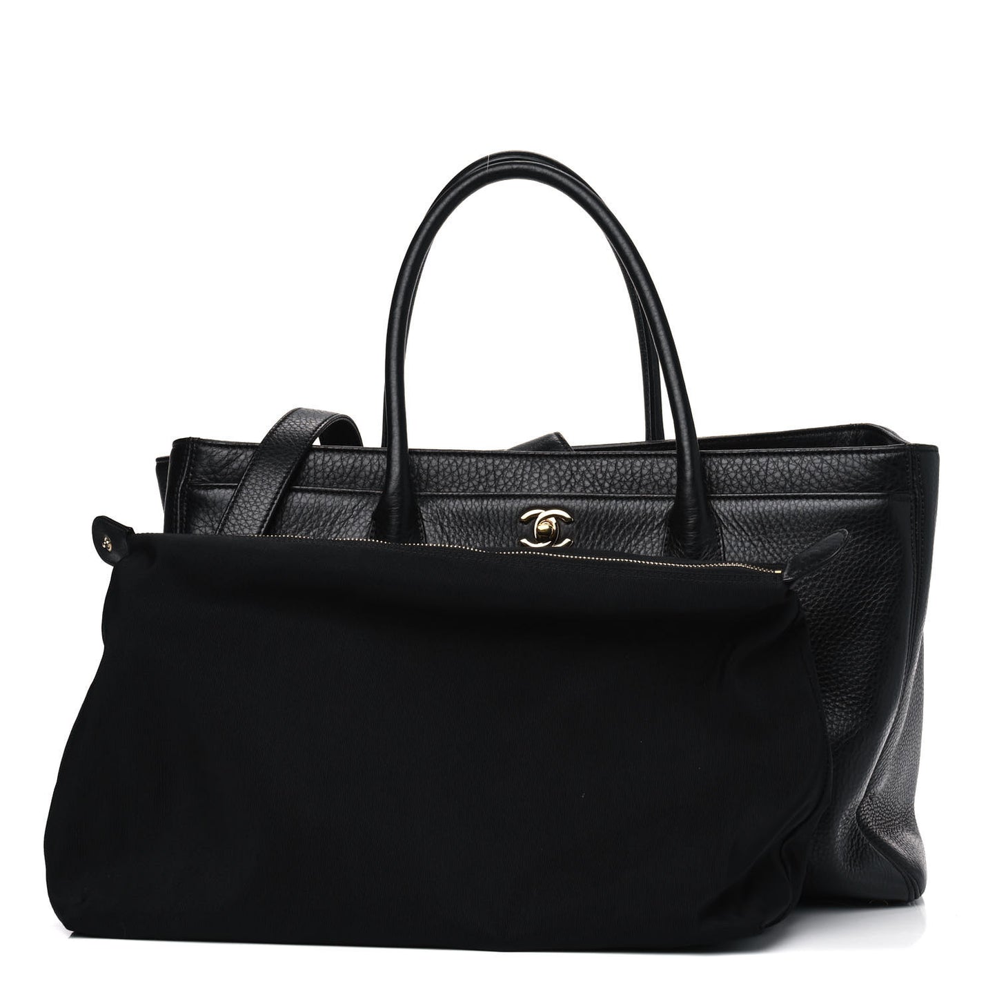 Calfskin Cerf Executive Shopper Tote Black