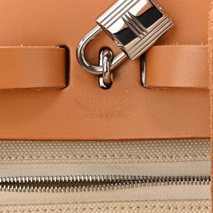 Hermes Military Toile Vache Hunter Herbag a Dos Zip Retourne Beton Naturel Sable 7 of 15