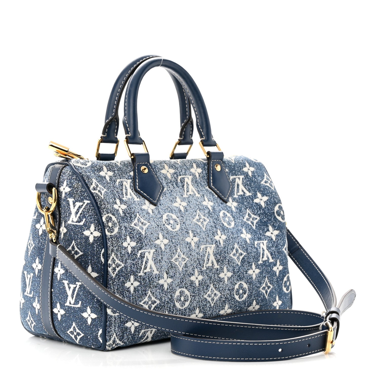Louis Vuitton Monogram Jacquard Denim Speedy Bandouliere 25 Bleu 3 of 10
