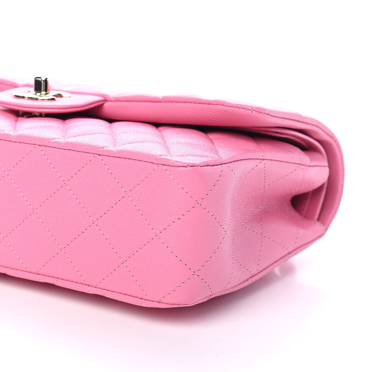 Caviar Quilted Medium Double Flap Pink
