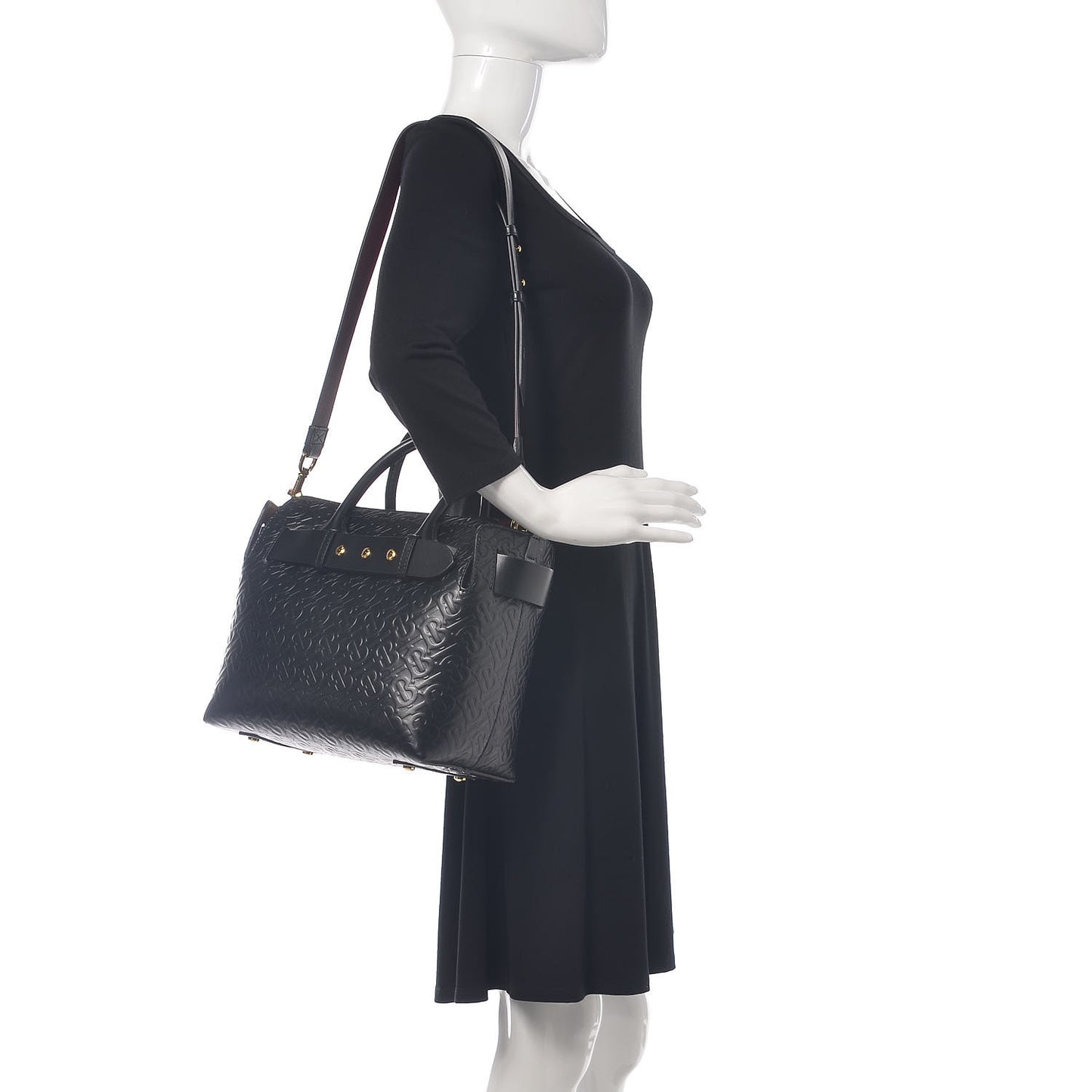 Calfskin Embossed Monogram Small Belt Bag Black