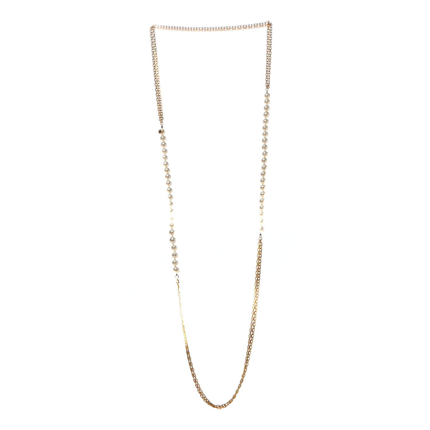 Chanel Pearl CC Multi Strand Long Necklace Light Gold 3 of 5