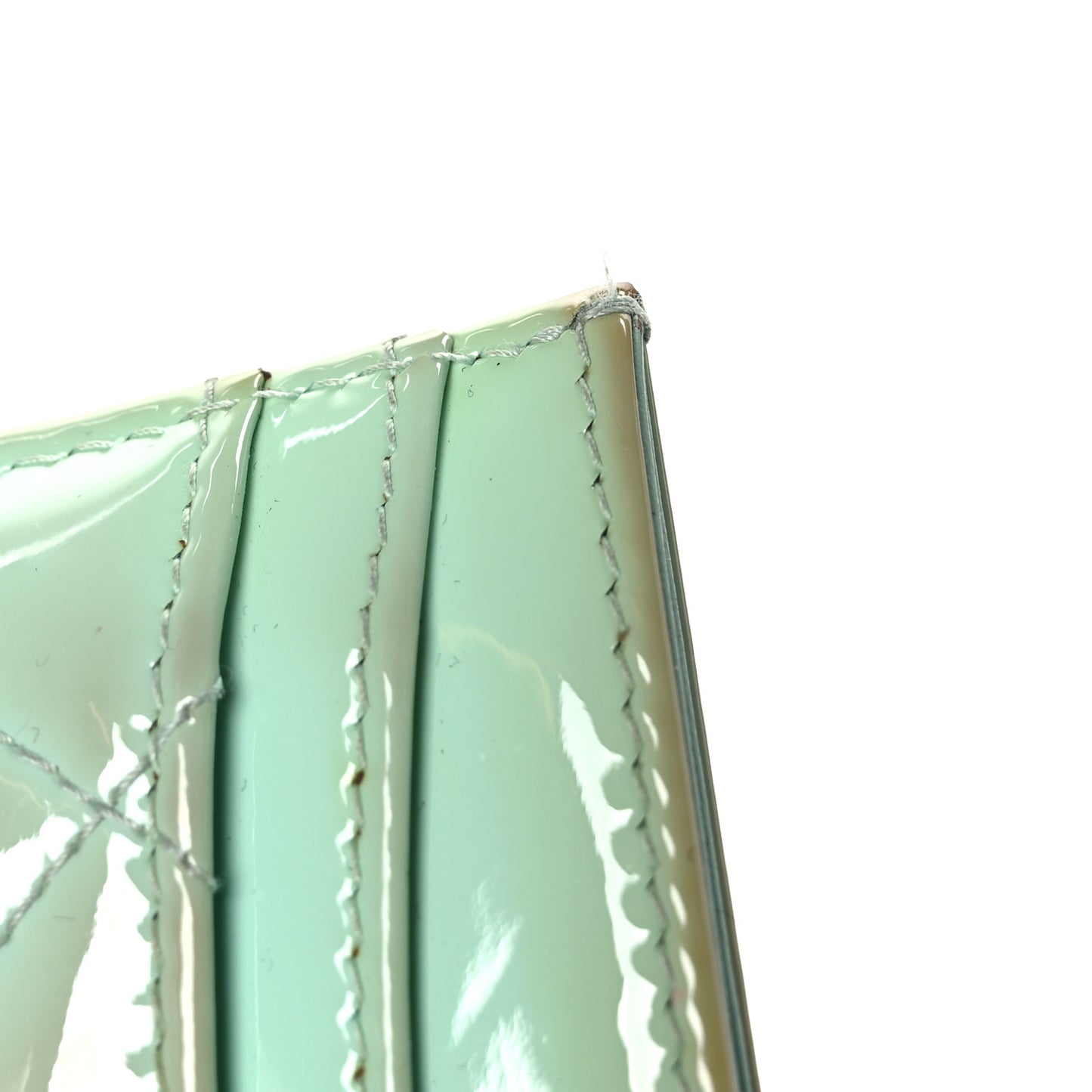 Patent Quilted Card Holder Green