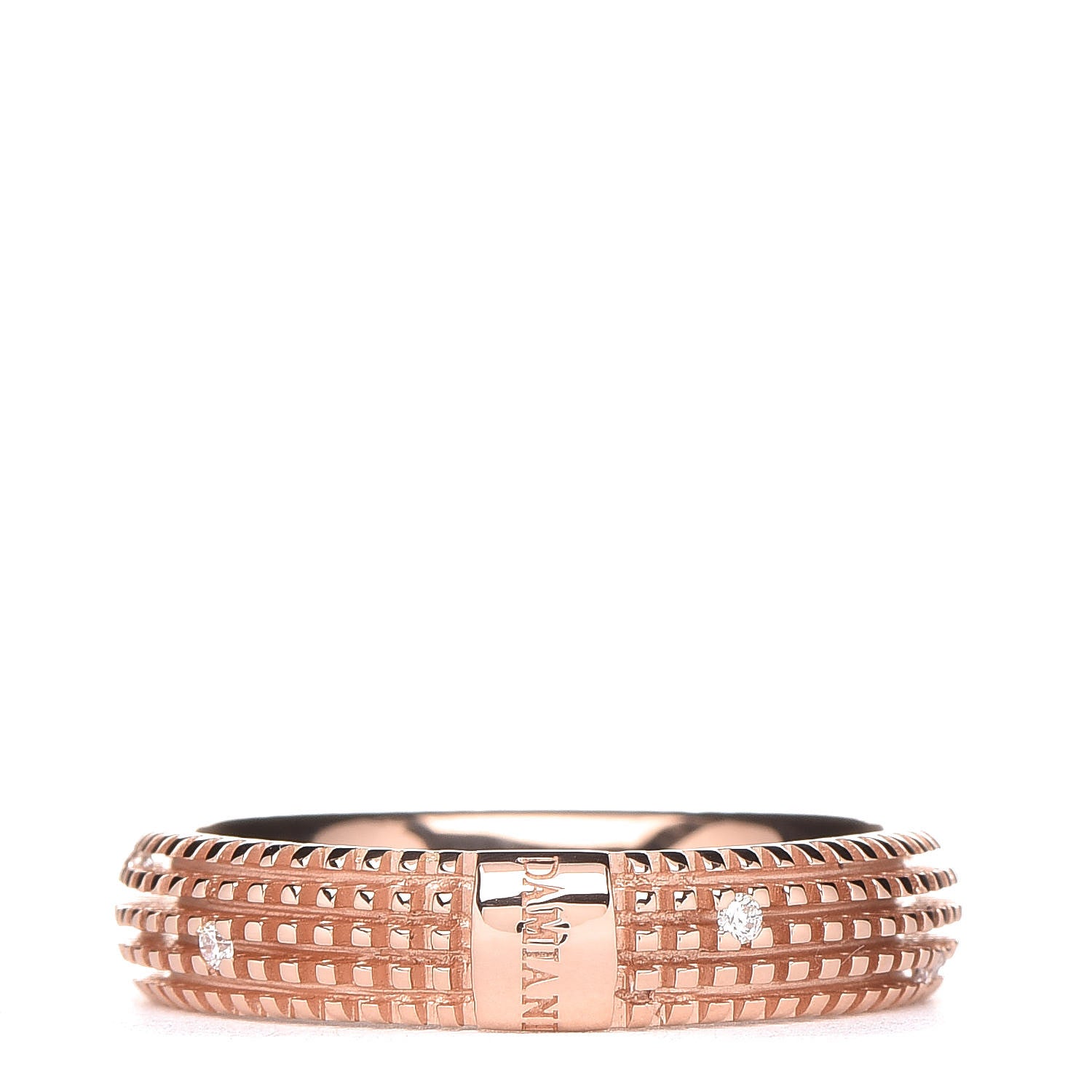 Damiani 18K Rose Gold Diamond Metropolitan Ring 53 6.5 1 of 4